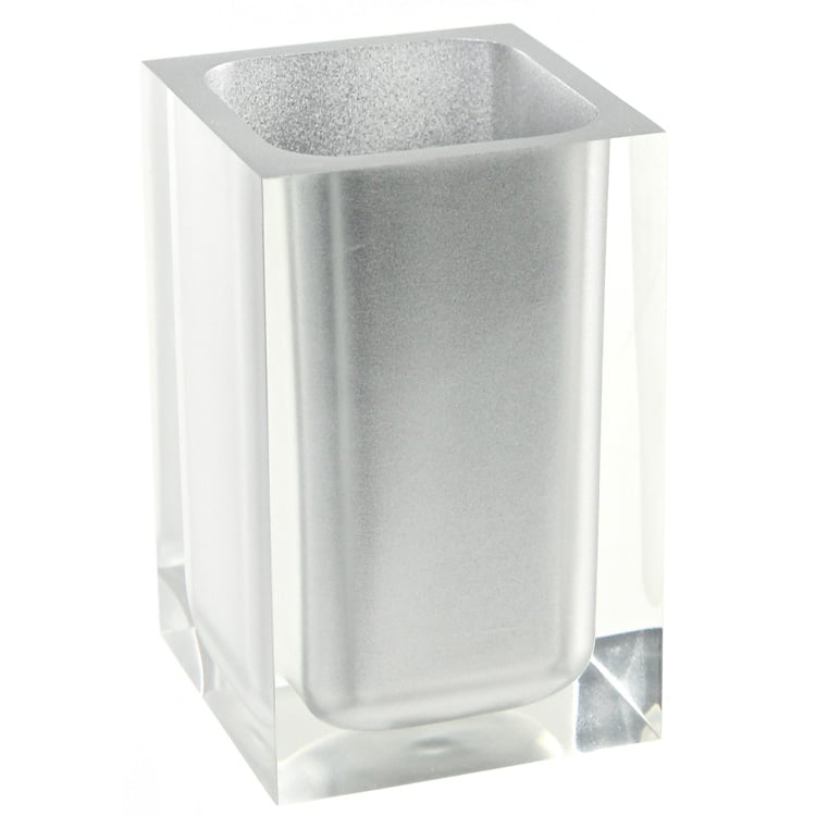 Toothbrush Holder, Gedy RA98-73, Square Silver Finish Toothbrush Holder